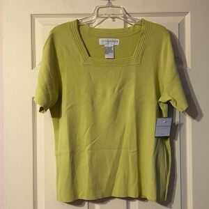NWT Vintage Sag Harbor Lime Green Short Sleeve Dressy Sweater Shell 1X